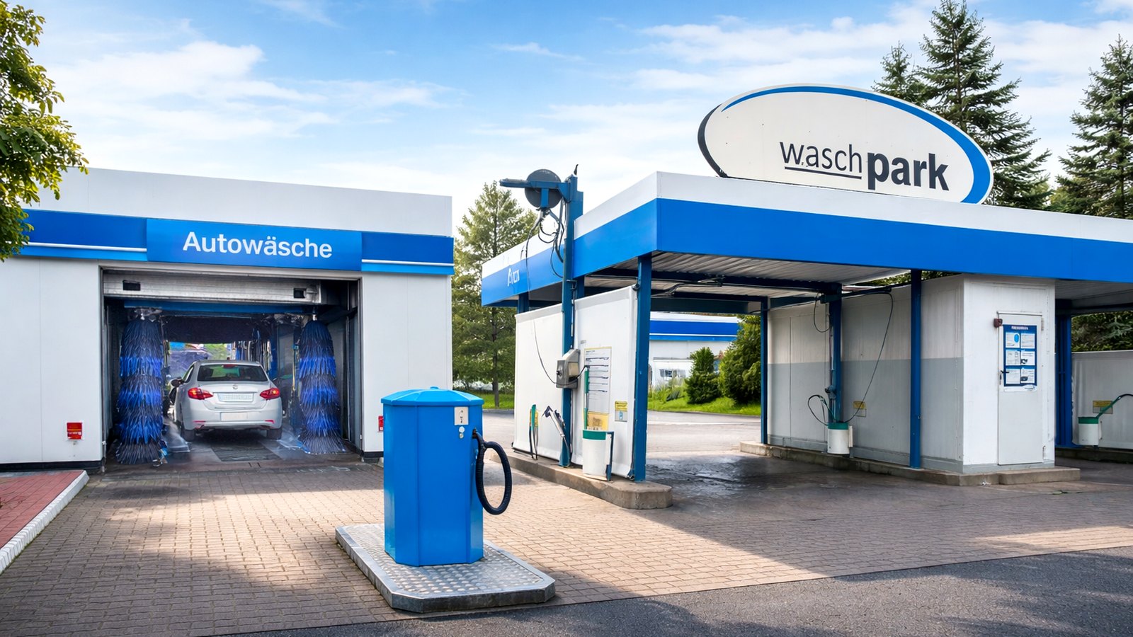 Der Waschpark von SSW Automobile mit Portalwäsche
